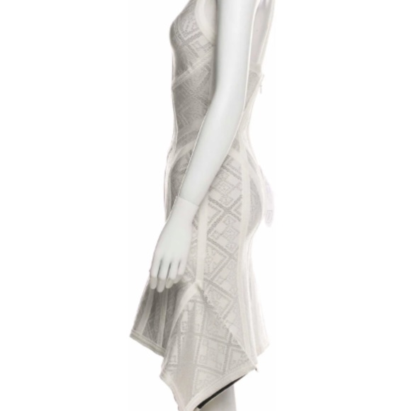 Herve Leger white lace asymmetric midi dress - Picture 2 of 4